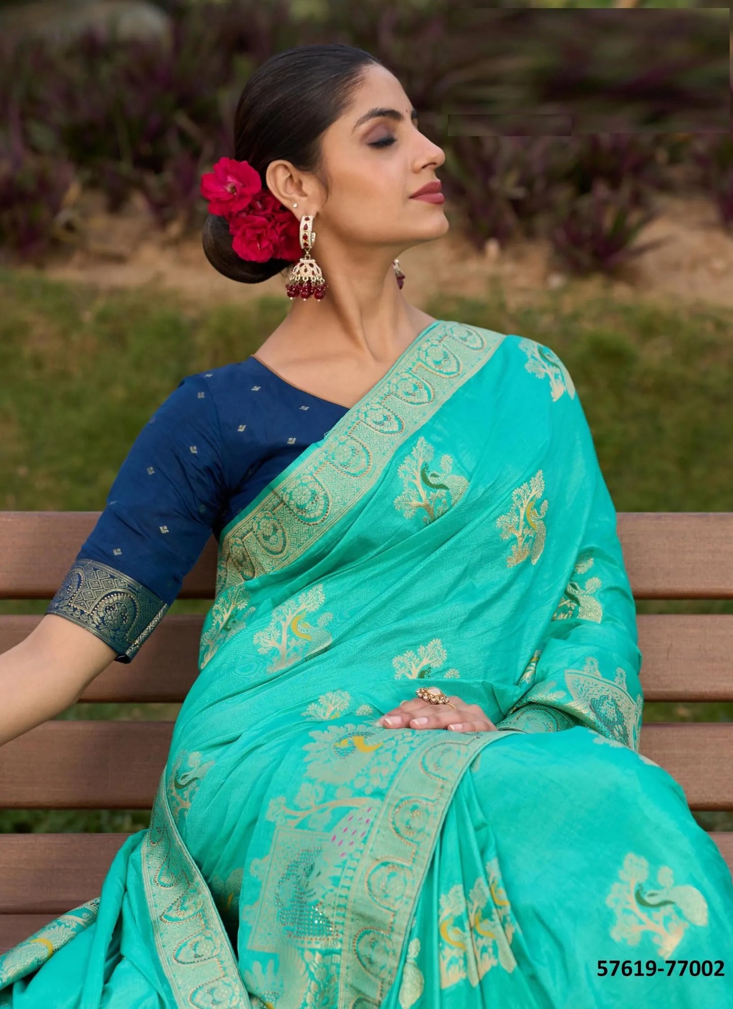 Aqua Pure Woven Dola Silk Saree For Traditional / Religious-Occasions