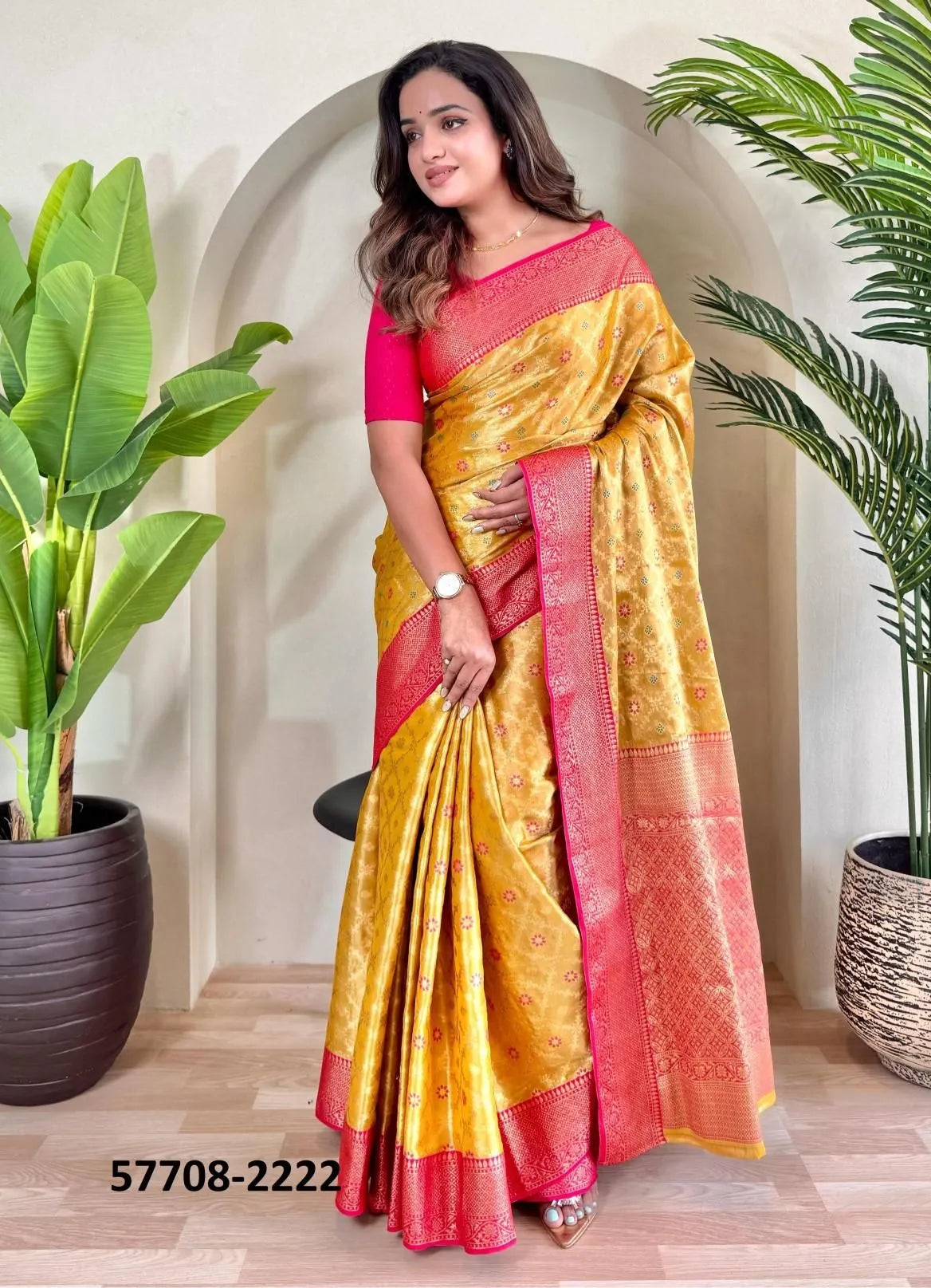 Orange Woven Tissue Saree For Traditional / Religious-Occasions