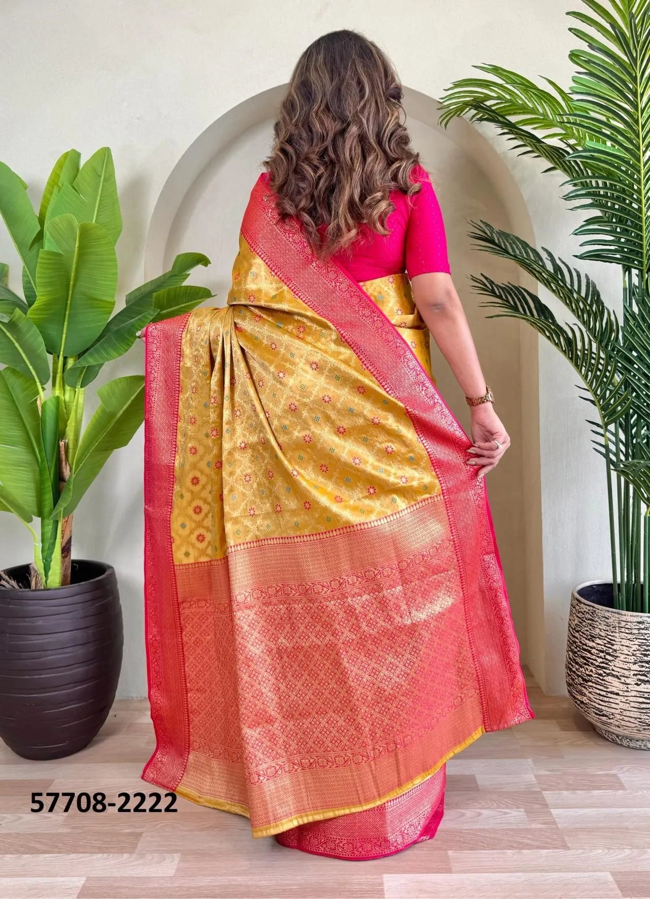 Orange Woven Tissue Saree For Traditional / Religious-Occasions