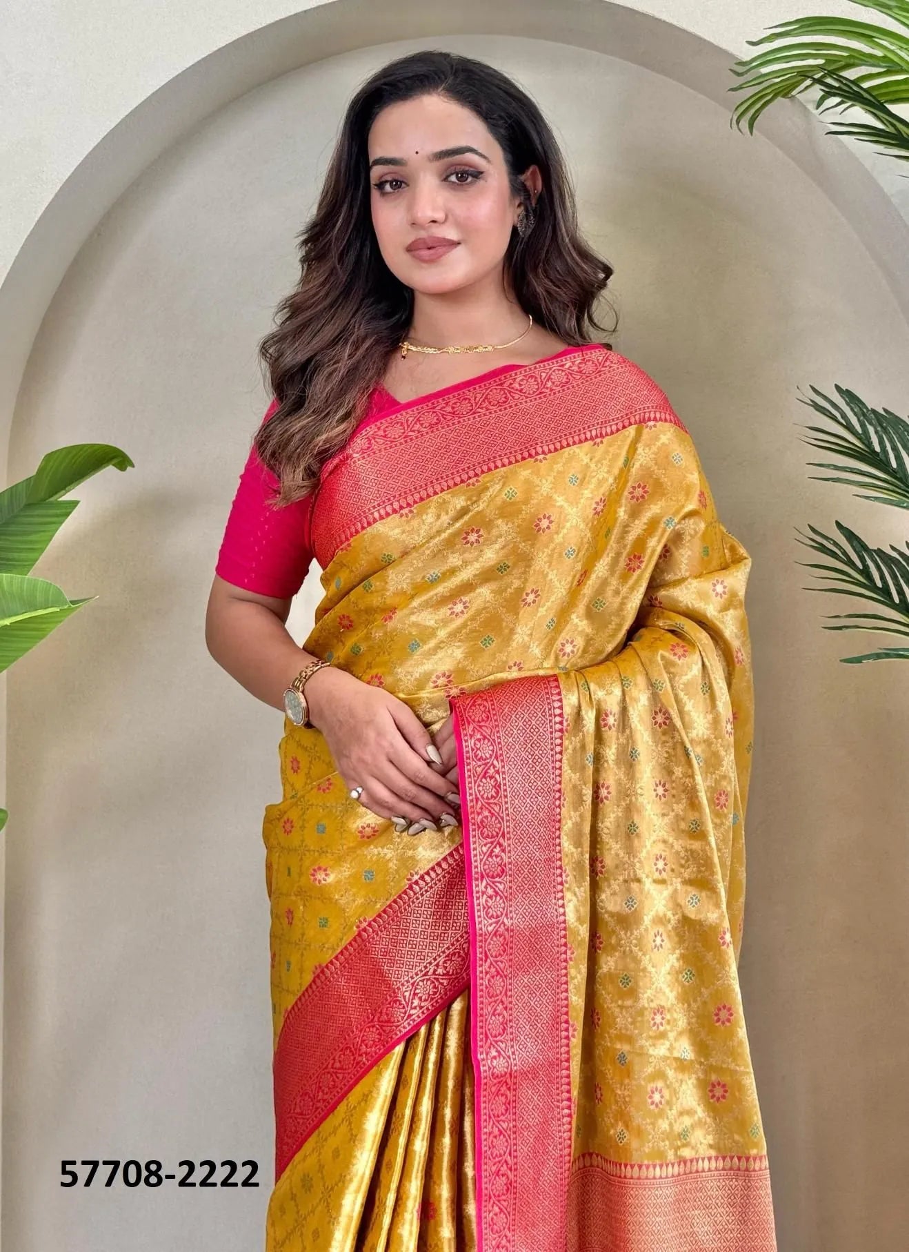 Orange Woven Tissue Saree For Traditional / Religious-Occasions