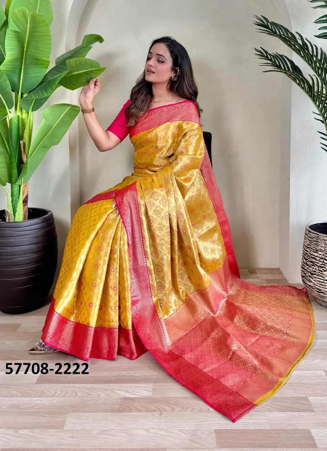 Orange Woven Tissue Saree For Traditional / Religious-Occasions