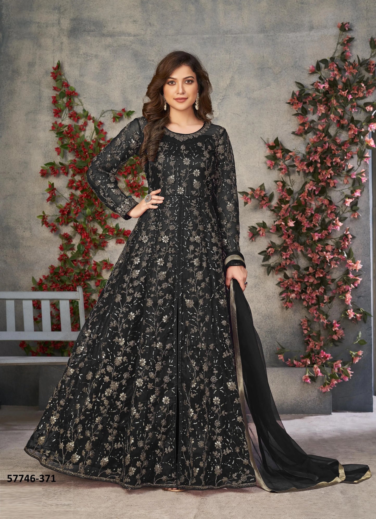 Black Net Embroidered Ramadan-Special Floor-Length Salwar Kameez