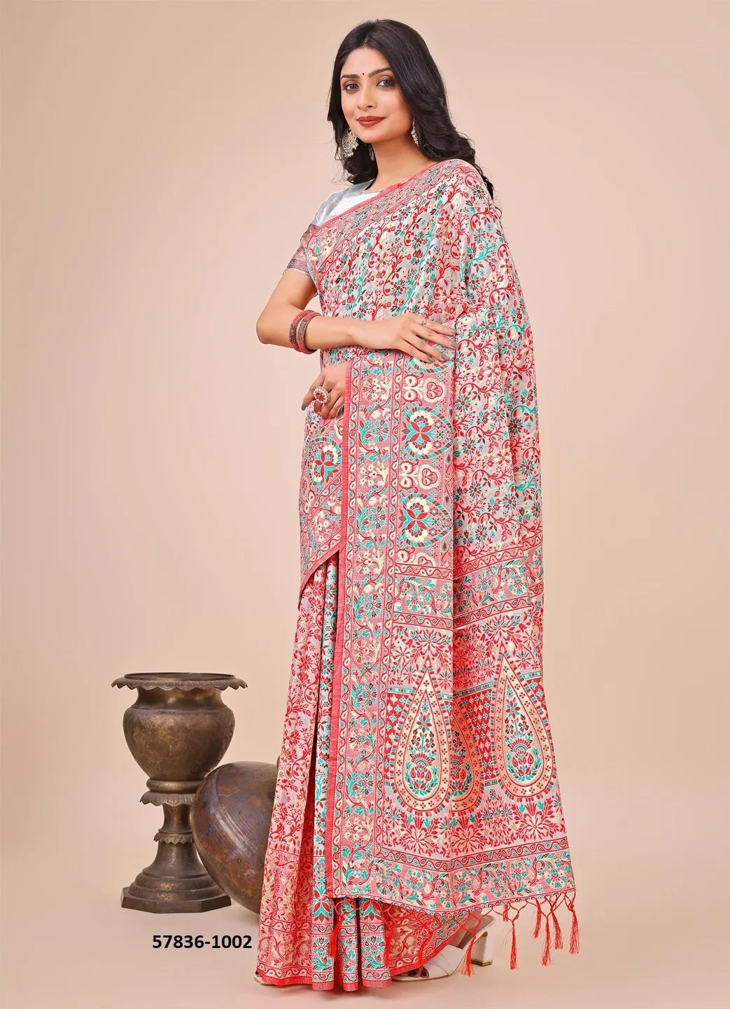 Pink Cotton Woven Handloom Saree For Traditional / Religious-Occasions