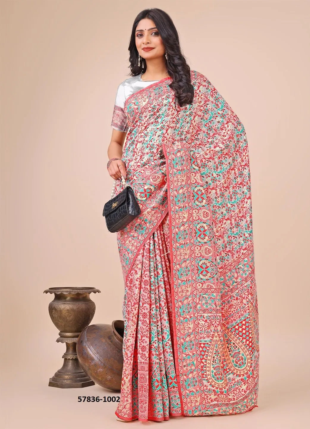 Pink Cotton Woven Handloom Saree For Traditional / Religious-Occasions