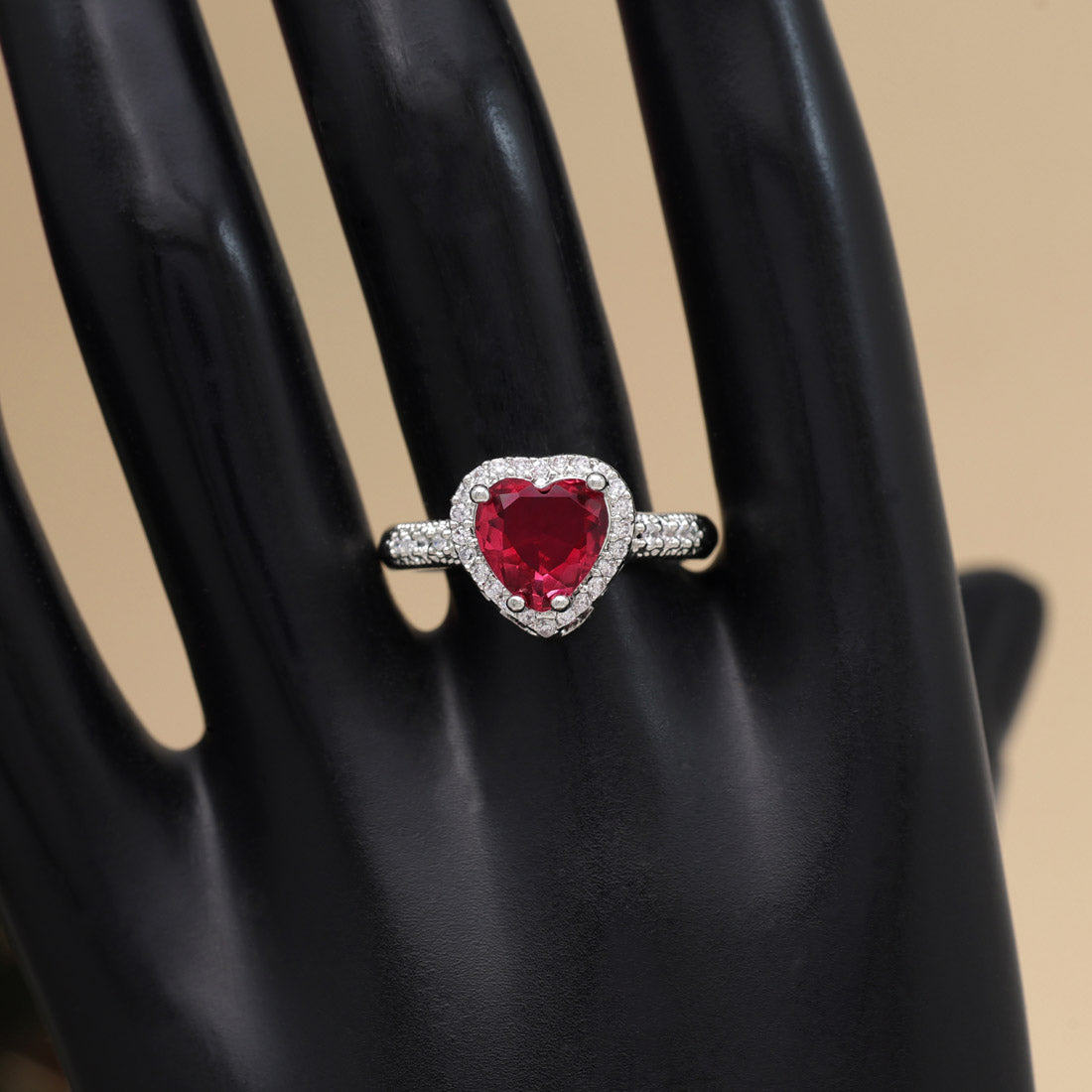 Ruby Color American Diamond Finger Ring