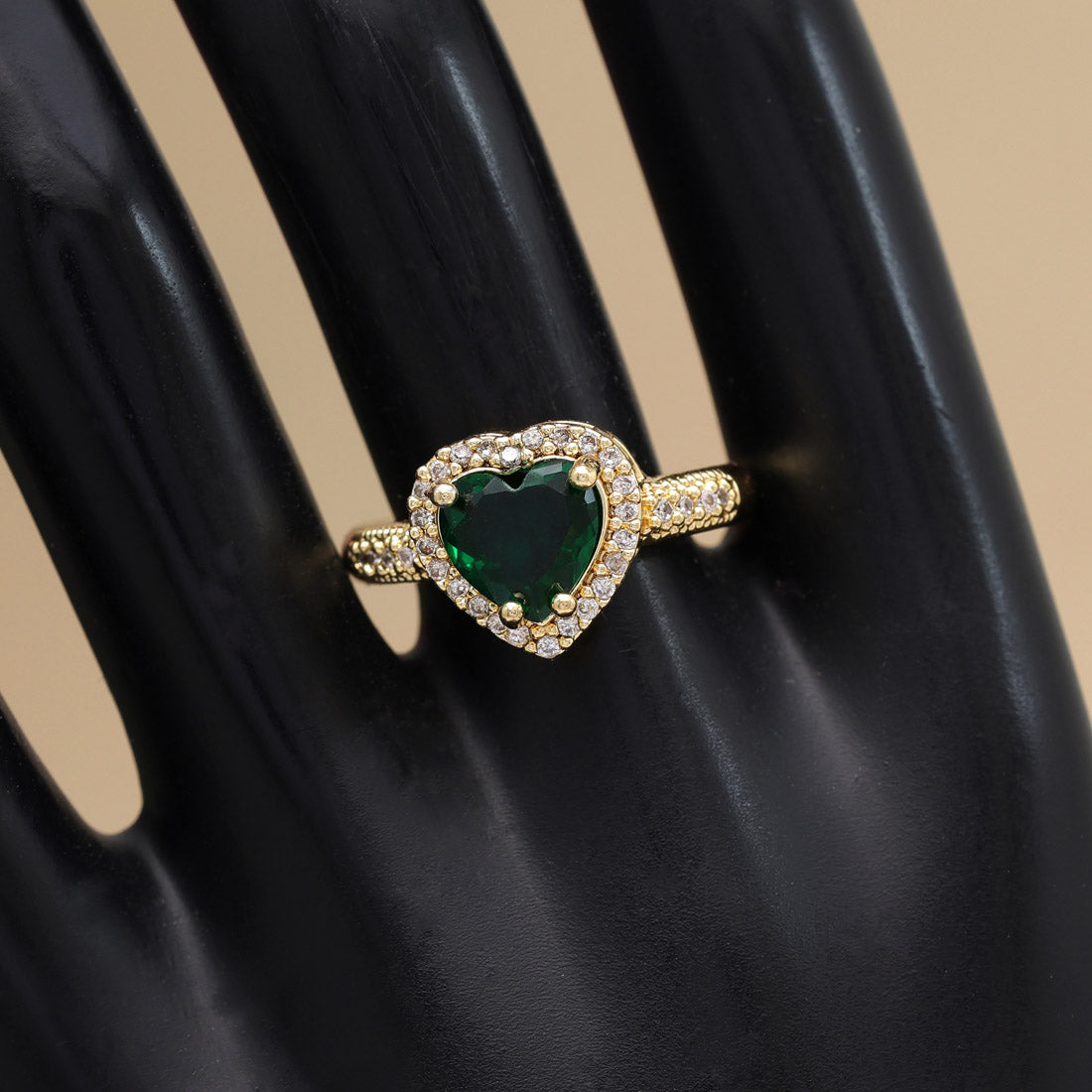 Green Color American Diamond Finger Ring