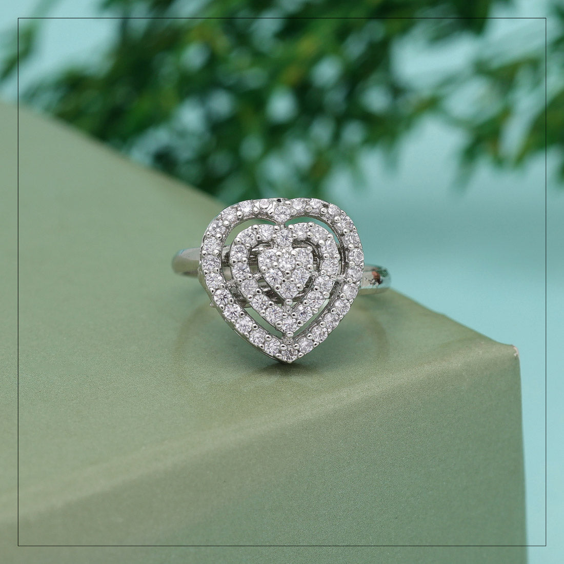 Silver Color American Diamond Finger Ring