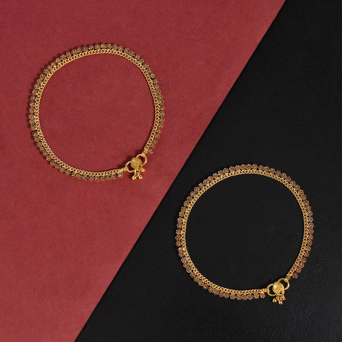 Gold Color Rhinestone Anklets