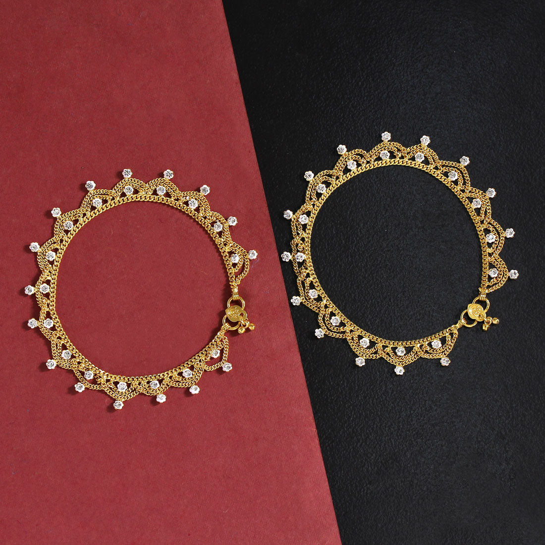 White Color Rhinestone Anklets