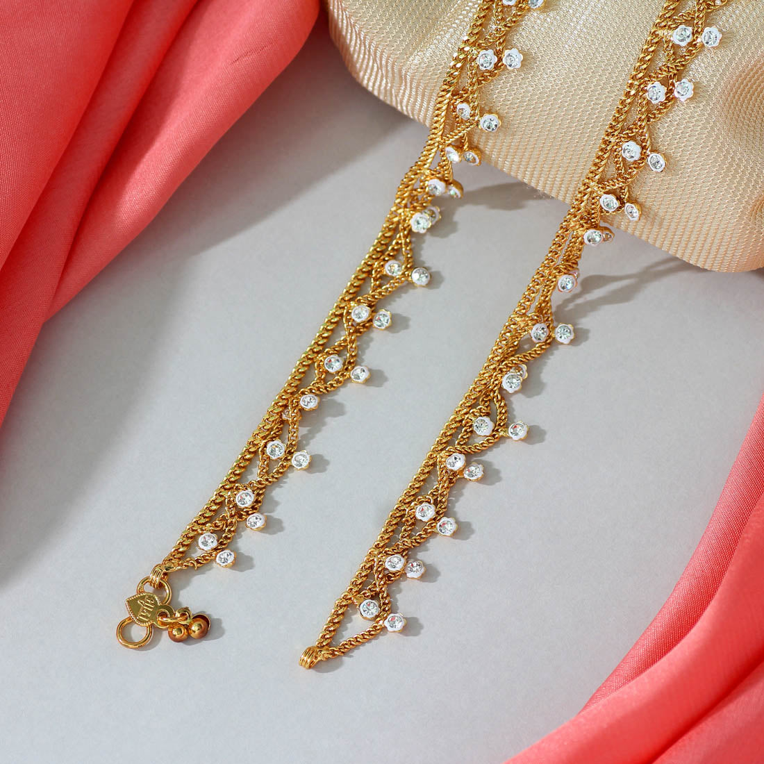 White Color Rhinestone Anklets
