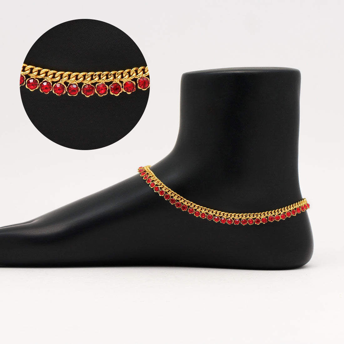 Red Color Rhinestone Anklets