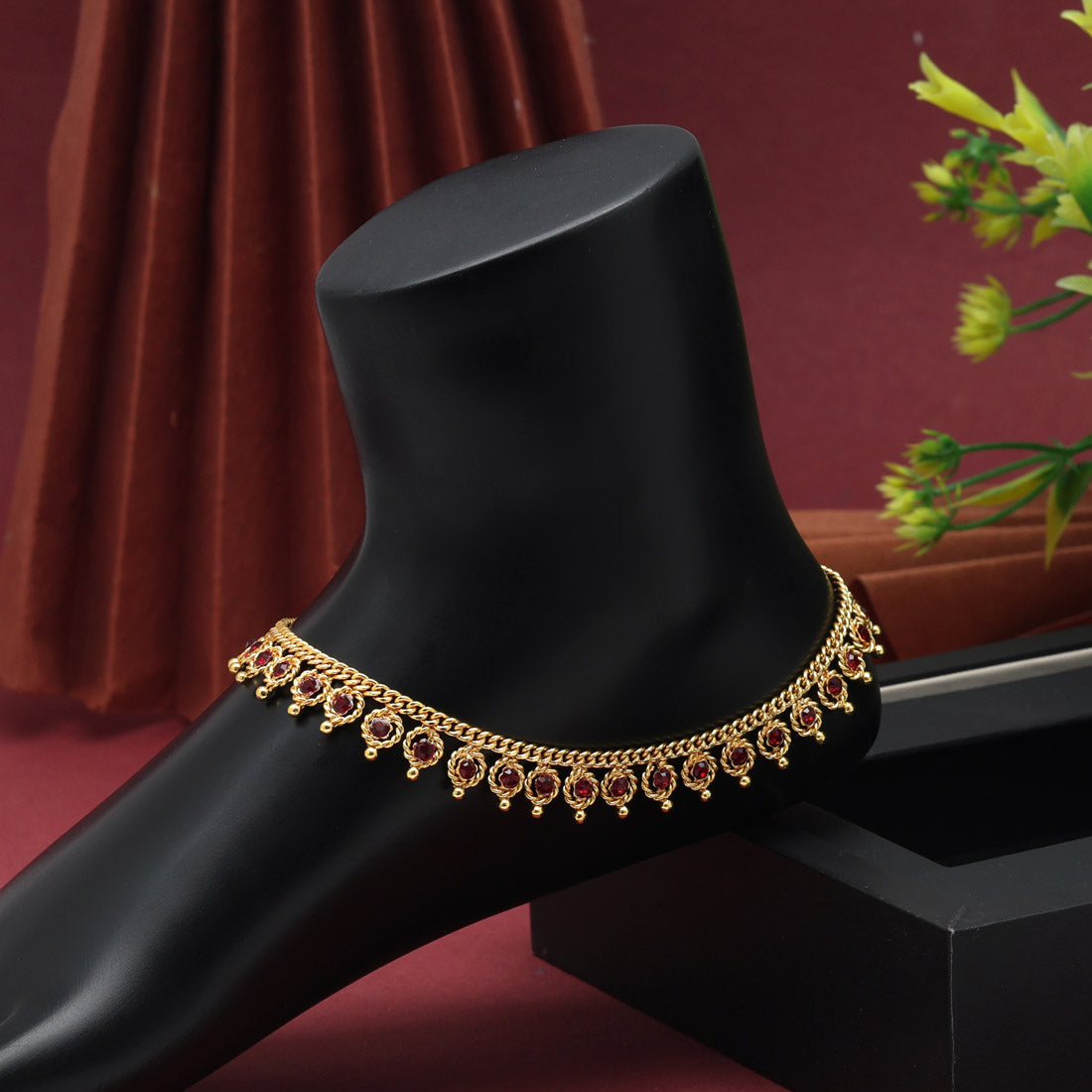 Maroon Color Anklets