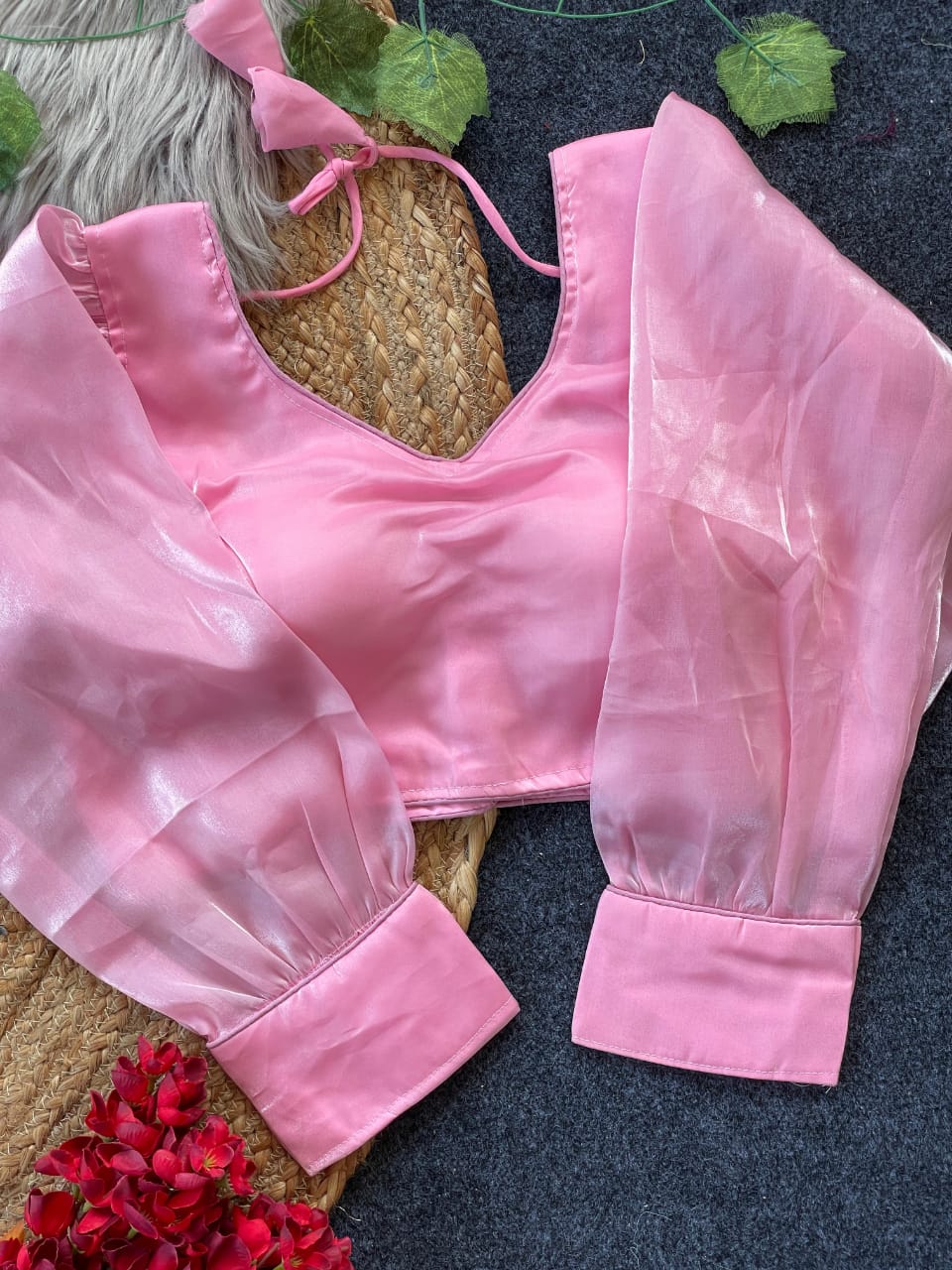 Baby pink stylist jimmy choo readymade blouse