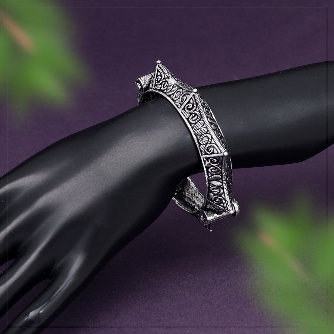 Silver Color Oxidised Bracelet