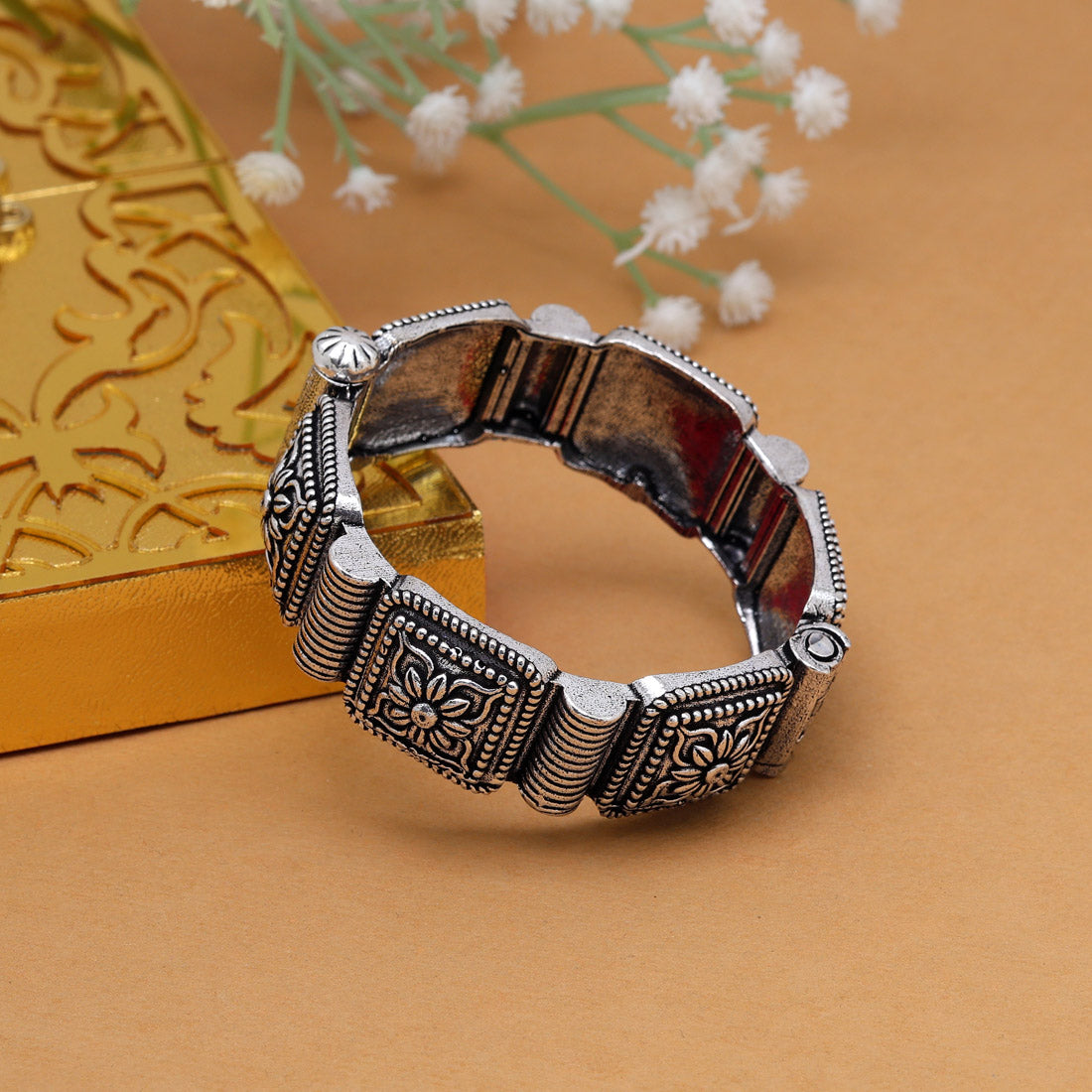 Silver Color Oxidised Bracelet