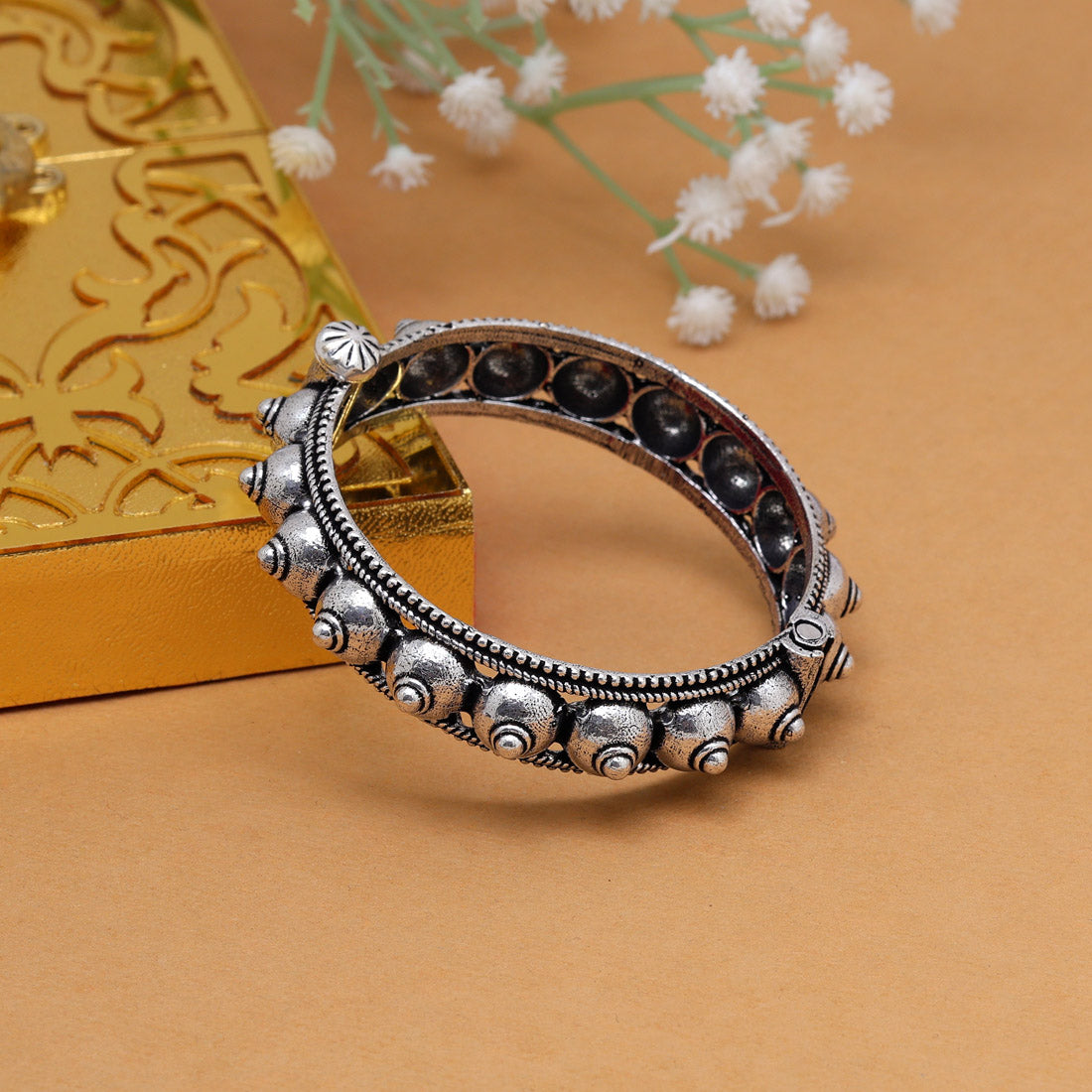Silver Color Oxidised Bracelet