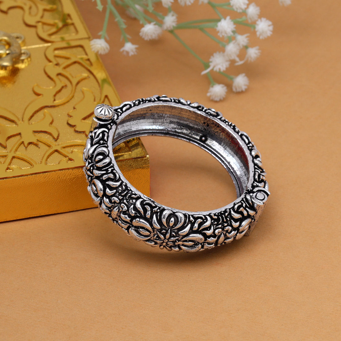 Silver Color Oxidised Bracelet