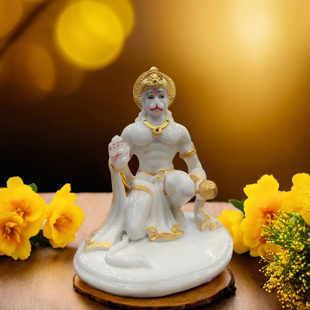 Sitting White Hanuman