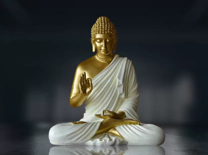 Golden White 2 Feet Buddha