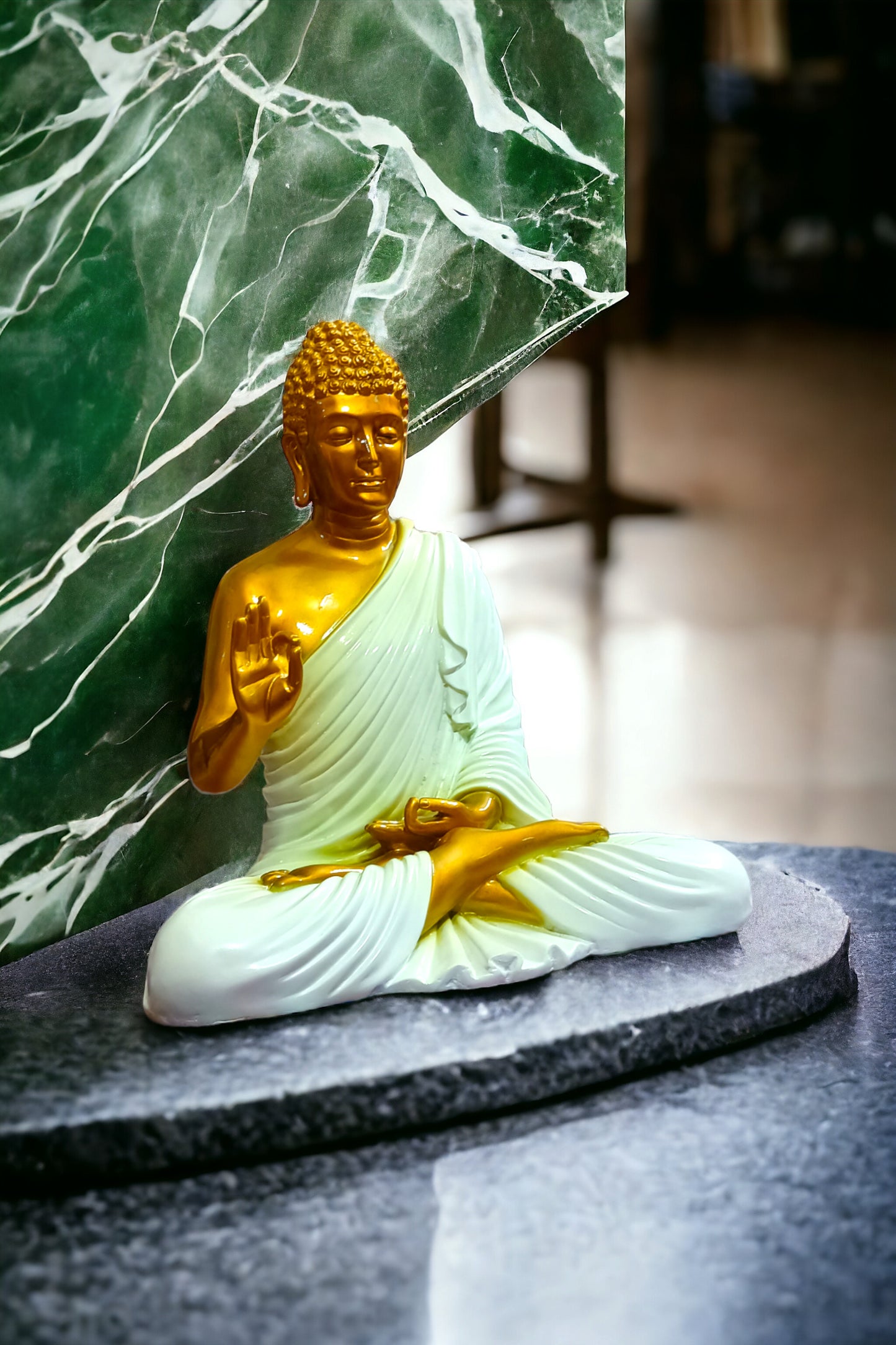 Golden White 2 Feet Buddha
