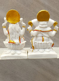 Lakshmi & Ganesha Marble Idol Set