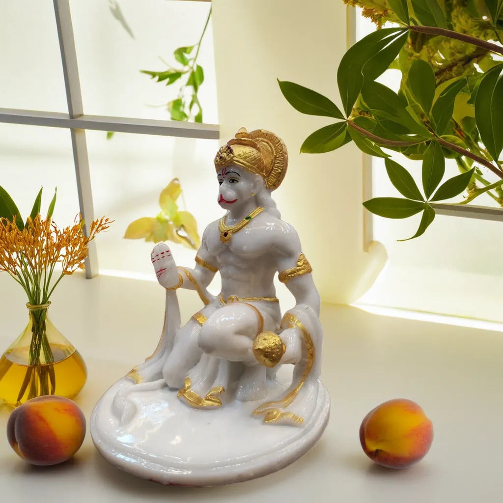 Sitting White Hanuman