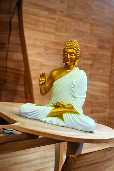 Golden White 2 Feet Buddha