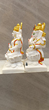 Lakshmi & Ganesha Marble Idol Set