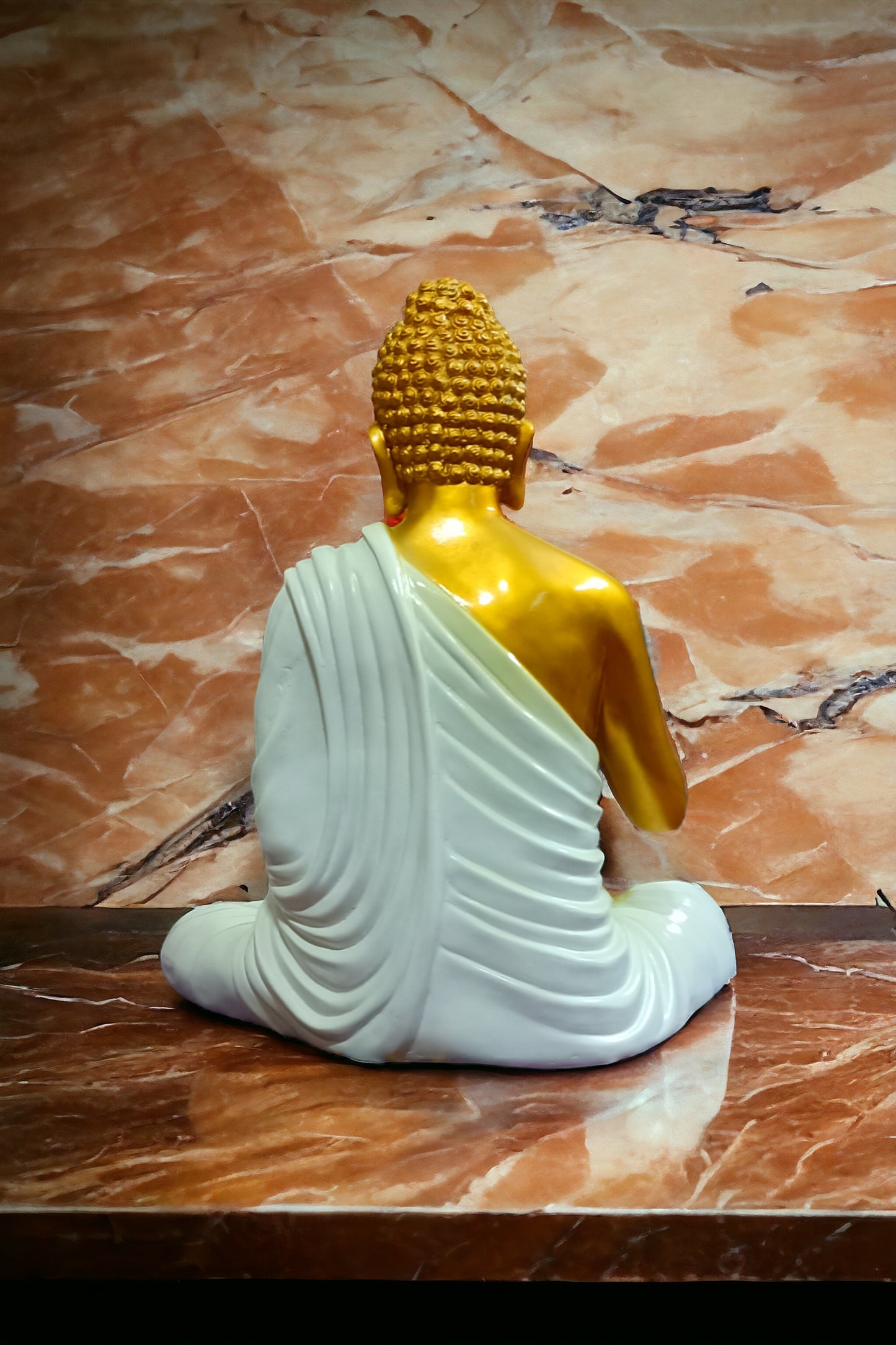 Golden White 2 Feet Buddha