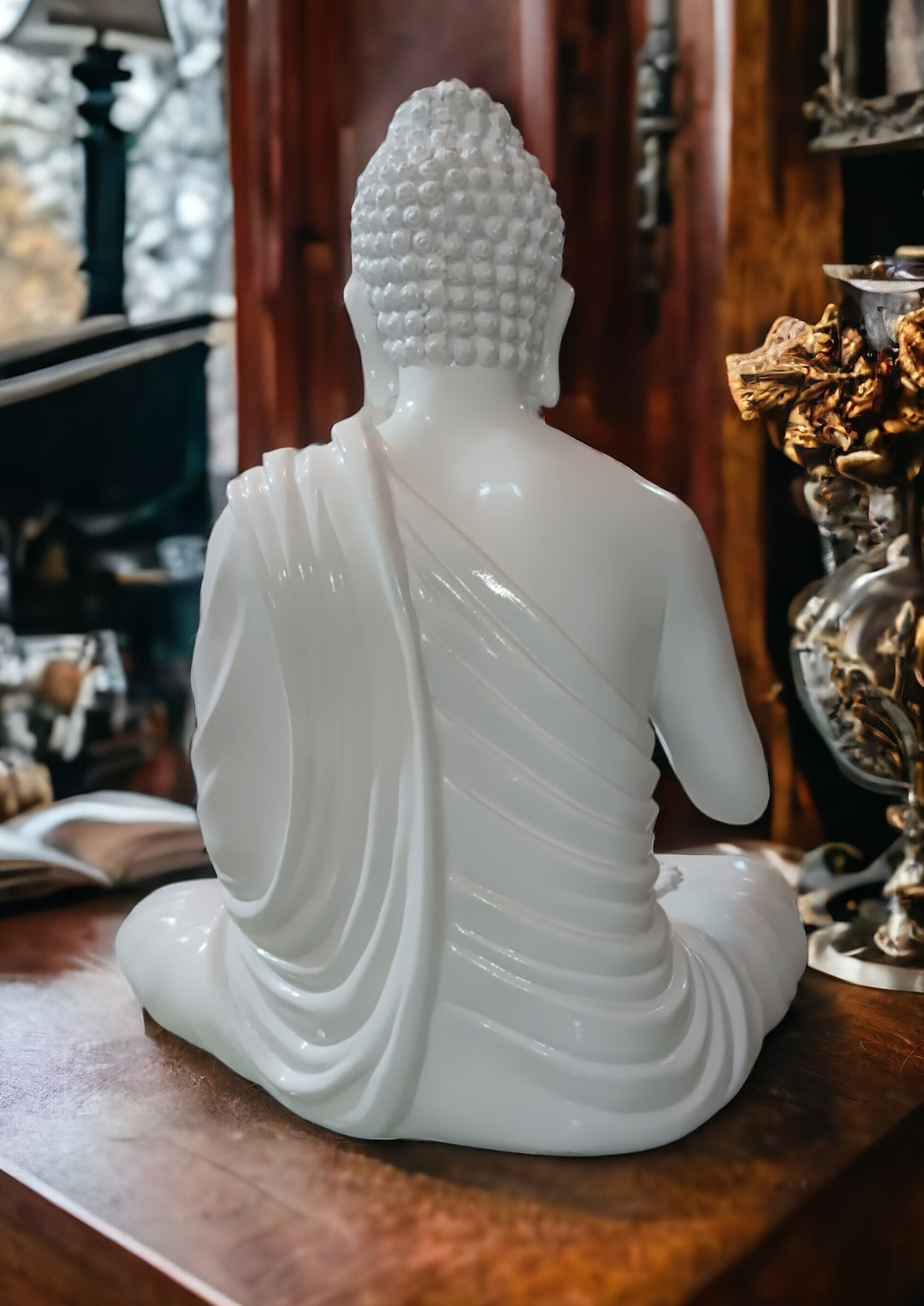 2 Feet White Buddha