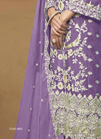Lavender Organza Thread-Work Festive-Wear Organza-Dupatta Readymade Salwar Kameez