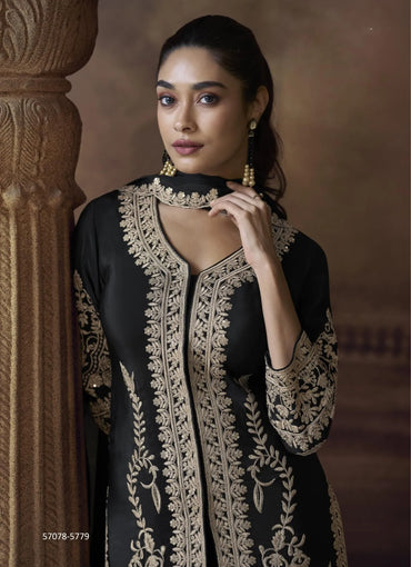 Black Chinon Embroidered Ramadan-Special Pant-Bottom Readymade Salwar Kameez