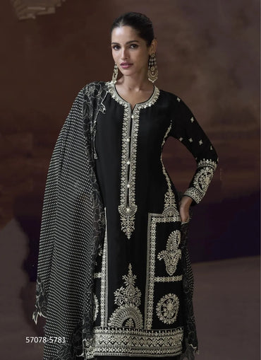 Black Chinon Embroidered Ramadan-Special Pant-Bottom Readymade Salwar Kameez