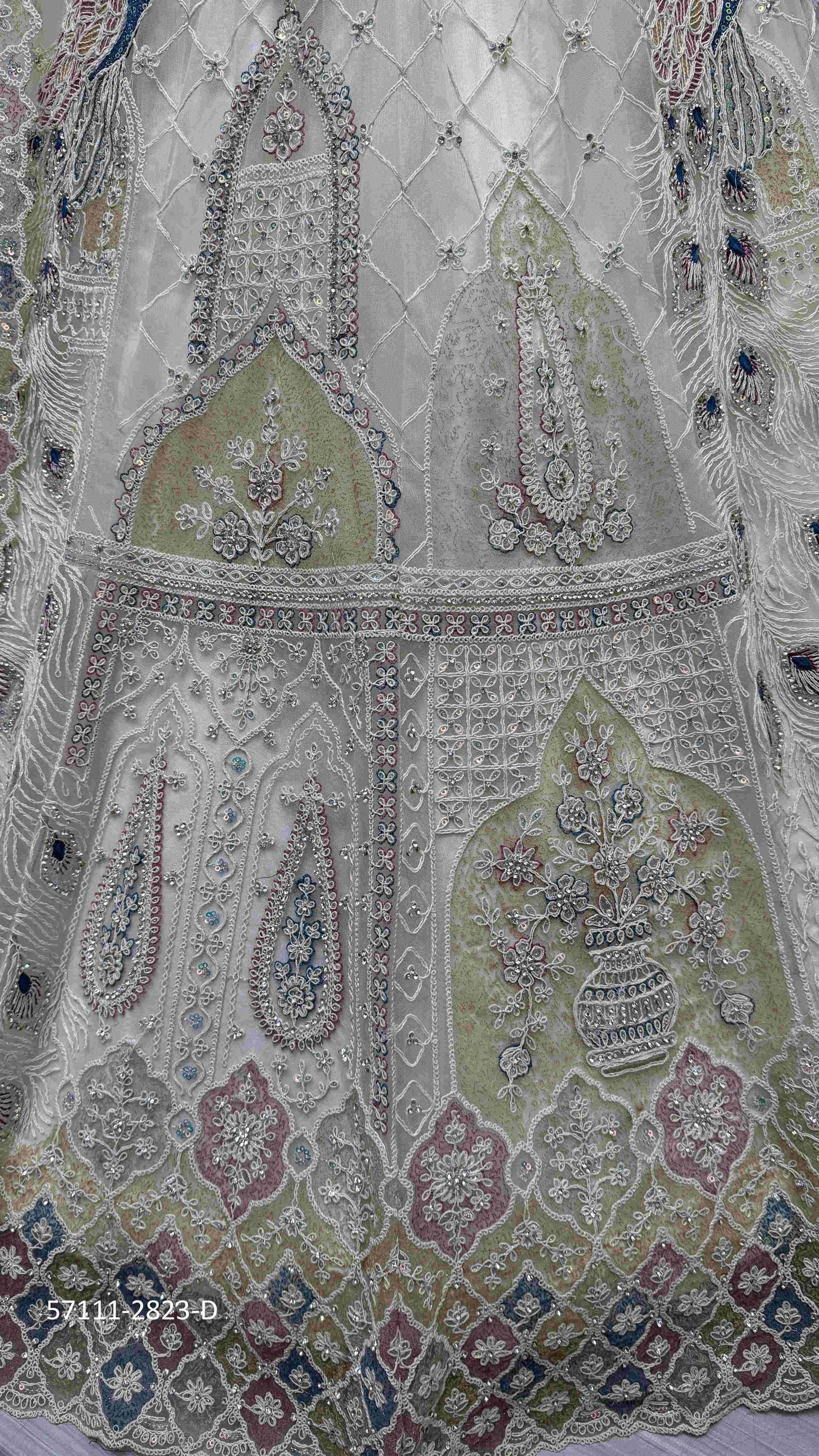 White Net Handworked Wedding-Wear Bridal Lehenga Choli