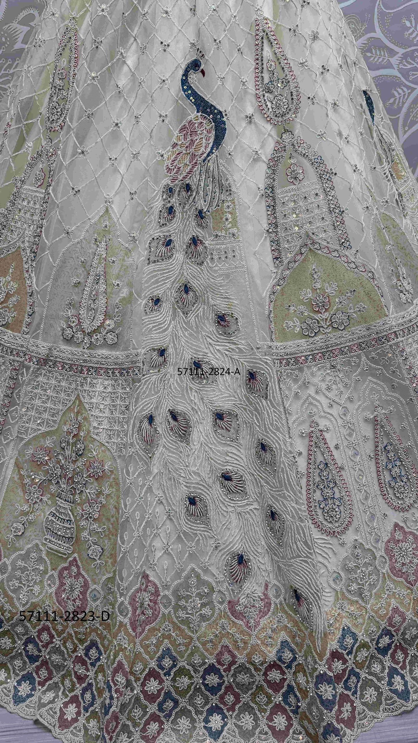 White Net Handworked Wedding-Wear Bridal Lehenga Choli