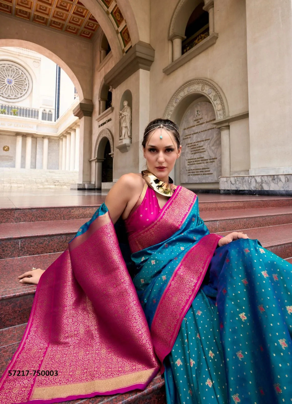 Aqua Blue Woven Soft Silk Saree For Traditional / Religious-Occasions