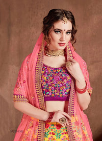 Yellow Mulberry Silk Embroidered Wedding-Wear Traditional Lehenga Choli