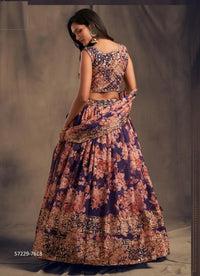 Violet Organza Digitally Printed Party-Wear Stylish Lehenga Choli