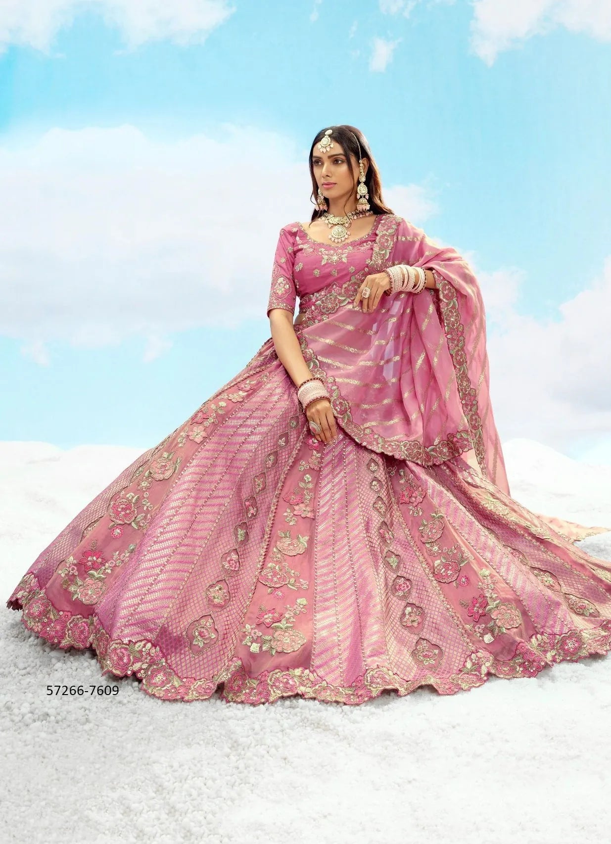 Pink Silk Handworked Wedding-Wear Stylish Lehenga Choli