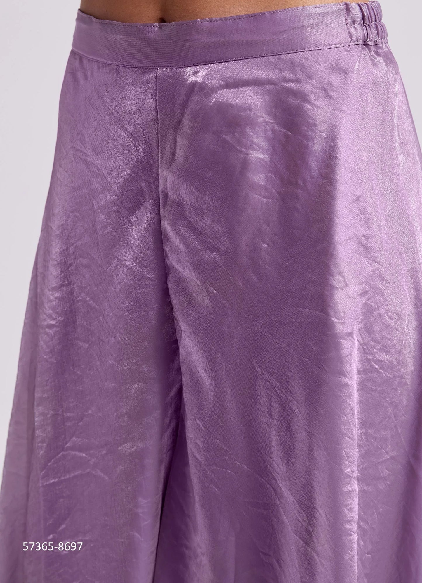 Lavender and Light Green Pure Organza Handworked Wedding-Wear Readymade Designer Fusion Outfit
