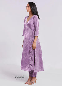 Lavender and Light Green Pure Organza Handworked Wedding-Wear Readymade Designer Fusion Outfit
