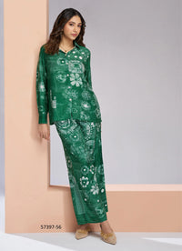 Green Muslin Silk Printed Party-Wear Readymade Designer Fusion Outfit