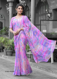 Pink Imported Georgette Digitally Printed Ready-To-Wear Gown-Styled Saree For Kitty-Parties