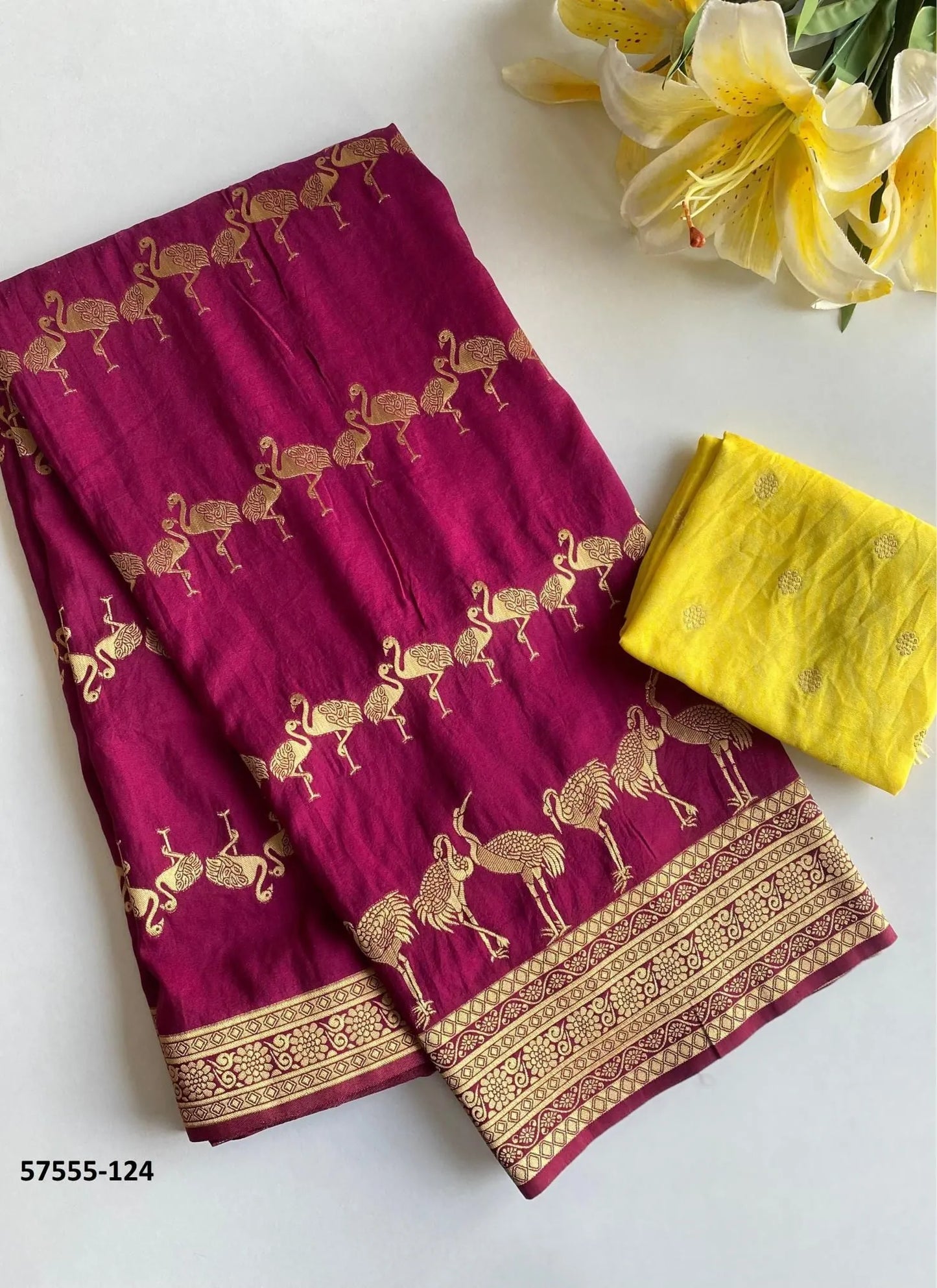 Wine Dola Silk Embroidered Saree For Traditional / Religious-Occasions