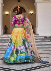 Yellow Art Silk Handworked Wedding-Wear Traditional Lehenga Choli