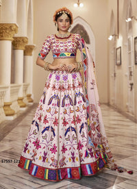 Off White Art Silk Handworked Wedding-Wear Traditional Lehenga Choli