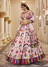 Off White Art Silk Handworked Wedding-Wear Traditional Lehenga Choli