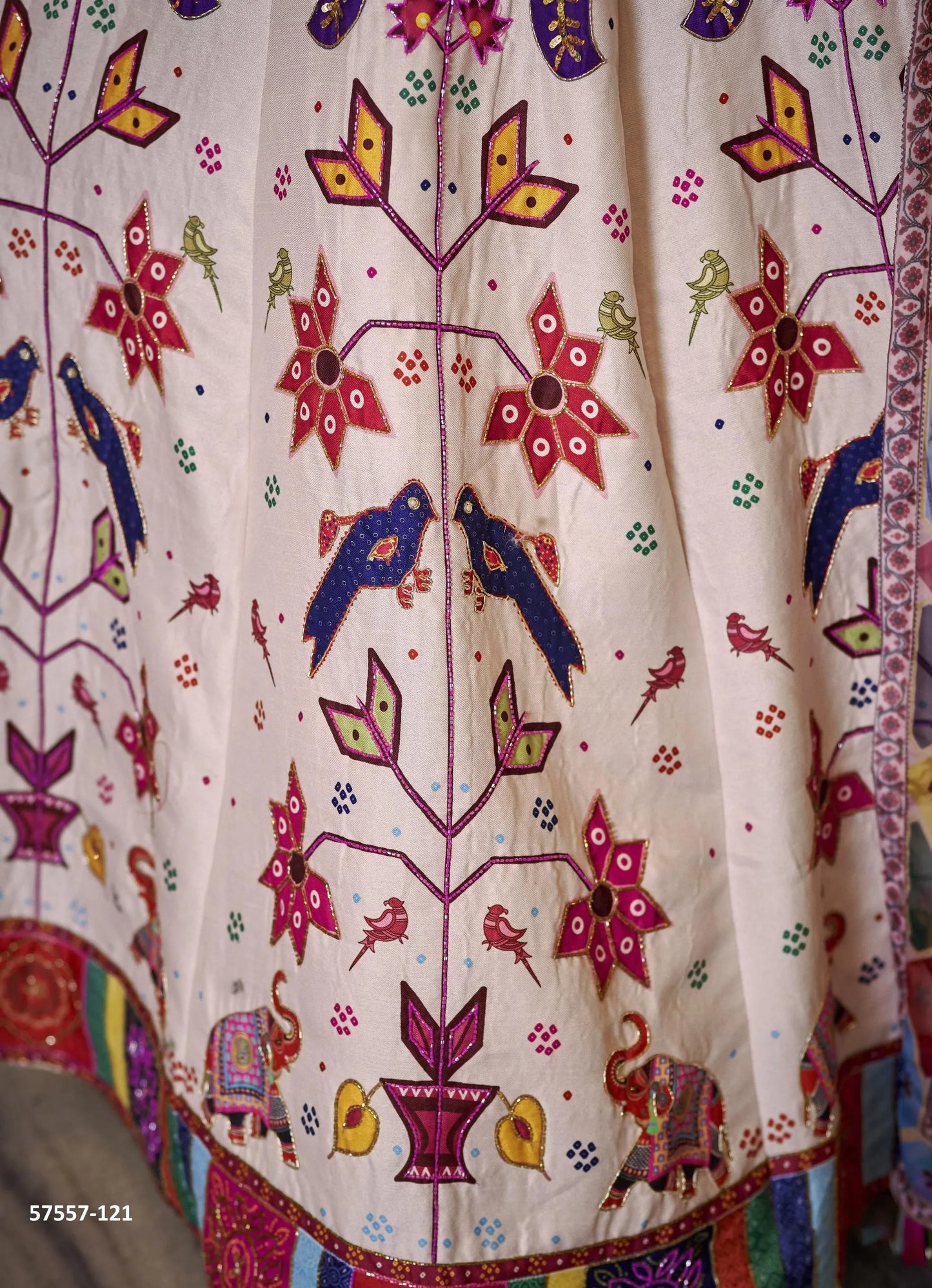 Off White Art Silk Handworked Wedding-Wear Traditional Lehenga Choli