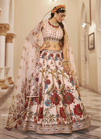 Light Beige Art Silk Handworked Wedding-Wear Traditional Lehenga Choli