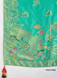 Aqua Pure Woven Dola Silk Saree For Traditional / Religious-Occasions